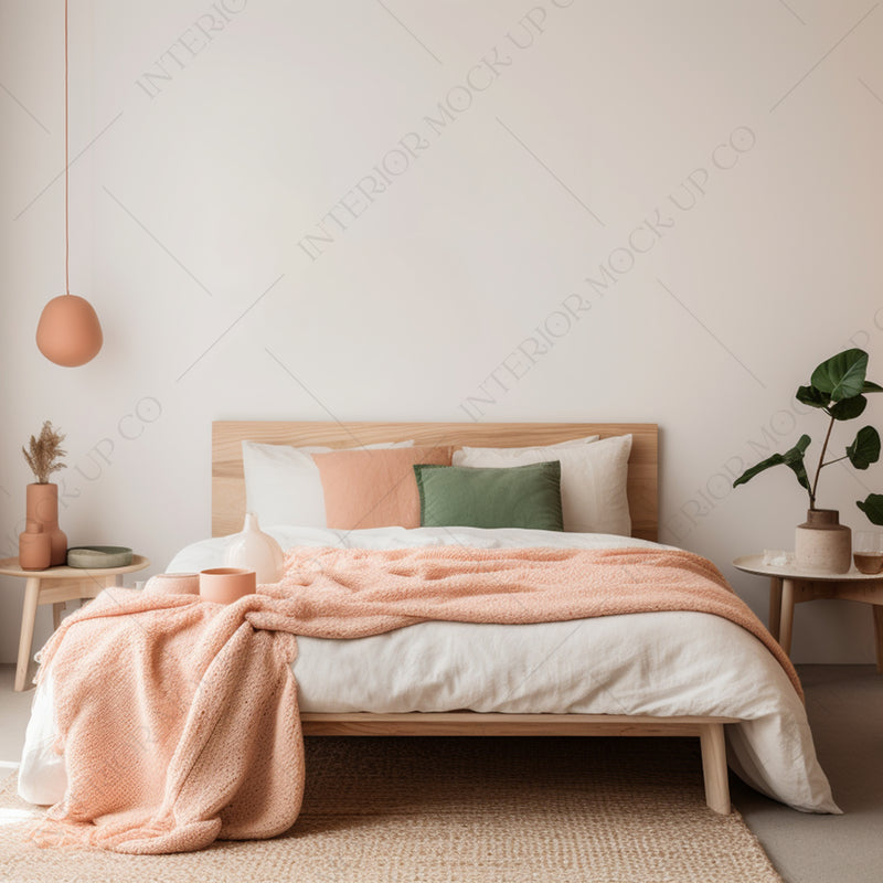Soft Pink And Green Blank Wall Interior Mockup Bundle for Art