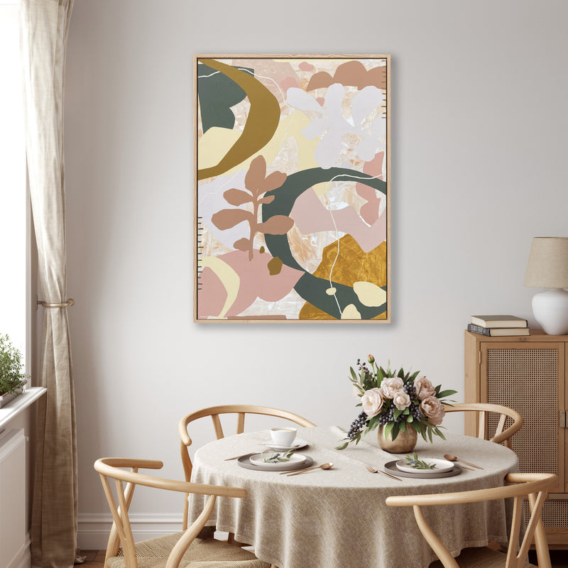 soft pink and green tone abstract original painting nz