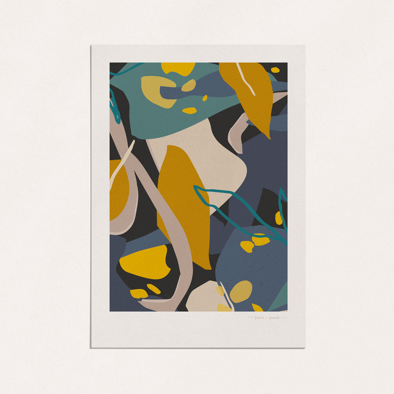 Golden Leaf II - Abstract Art Print