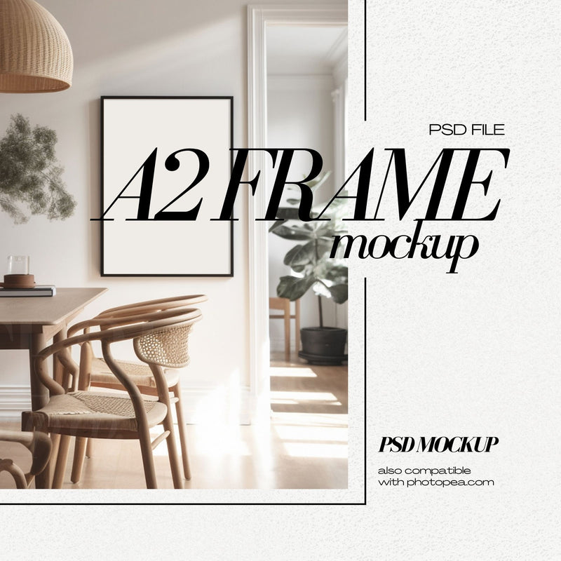 DIN A2 Frame Mockup PSD Vertical Black Frames Mock up for Art