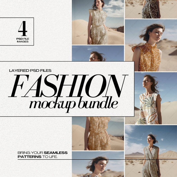 PSD Fashion AOP Mockup Bundle for Seamless Patterns