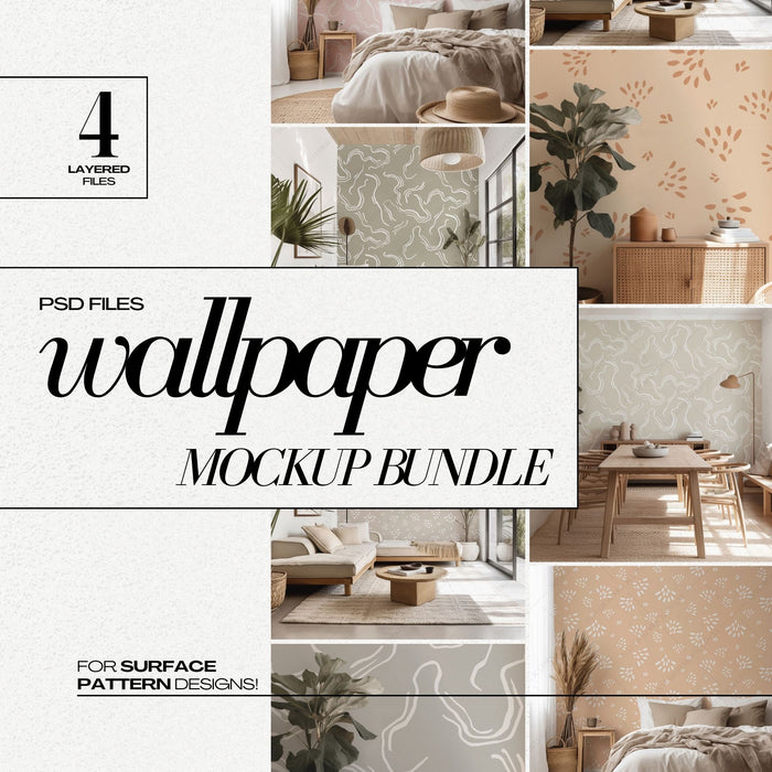 PSD Wallpaper Mockup Bundle - Boho Interior