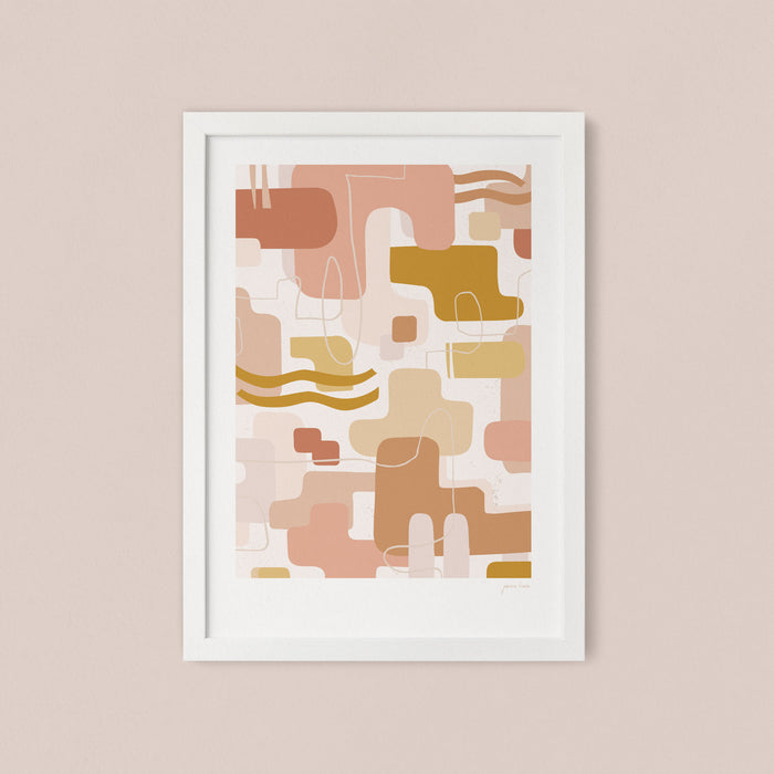 pink yellow tone geometric nz artist print